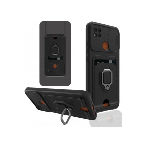 Newface Xiaomi Redmi 9C Kılıf Zuma Kartvizitli Yüzüklü Silikon - Siyah