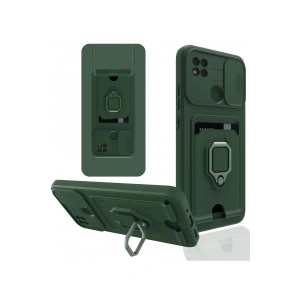 Newface Xiaomi Redmi 9C Kılıf Zuma Kartvizitli Yüzüklü Silikon - Yeşil