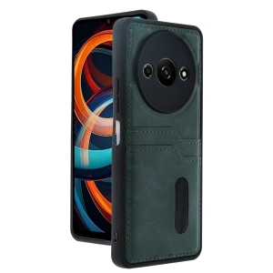 Newface Xiaomi Redmi A3 4G Kılıf Sara Kartvizitli Deri Kılıf - Koyu Yeşil