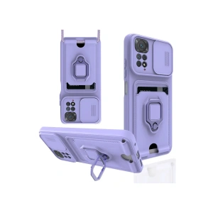 Newface Xiaomi Redmi Note 11 Kılıf Zuma Kartvizitli Yüzüklü Silikon - Lila
