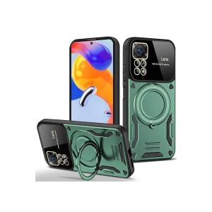 Newface Xiaomi Redmi Note 11 Pro Kılıf Joy Lens Standlı Kapak - Koyu Yeşil