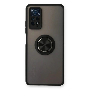 Newface Xiaomi Redmi Note 11 Pro Kılıf Montreal Yüzüklü Silikon Kapak - Siyah