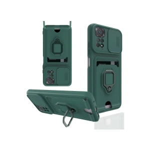 Newface Xiaomi Redmi Note 11 Pro Kılıf Zuma Kartvizitli Yüzüklü Silikon - Yeşil