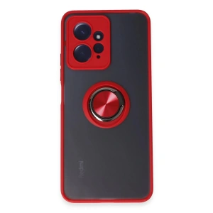 Newface Xiaomi Redmi Note 12 4G Kılıf Montreal Yüzüklü Silikon Kapak - Kırmızı