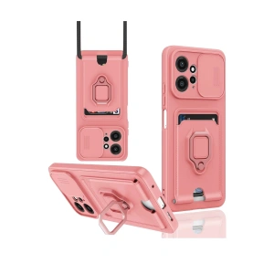 Newface Xiaomi Redmi Note 12 4G Kılıf Zuma Kartvizitli Yüzüklü Silikon - Pembe