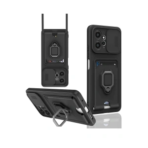 Newface Xiaomi Redmi Note 12 4G Kılıf Zuma Kartvizitli Yüzüklü Silikon - Siyah