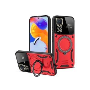 Newface Xiaomi Redmi Note 12 Pro 4G Kılıf Joy Lens Standlı Kapak - Kırmızı