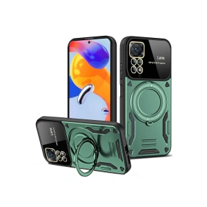 Newface Xiaomi Redmi Note 12 Pro 4G Kılıf Joy Lens Standlı Kapak - Koyu Yeşil