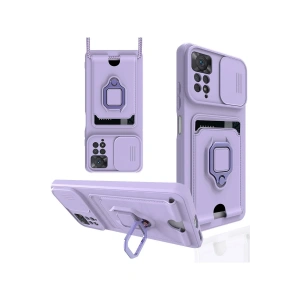 Newface Xiaomi Redmi Note 12 Pro 4G Kılıf Zuma Kartvizitli Yüzüklü Silikon - Lila