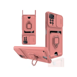 Newface Xiaomi Redmi Note 12 Pro 4G Kılıf Zuma Kartvizitli Yüzüklü Silikon - Pembe