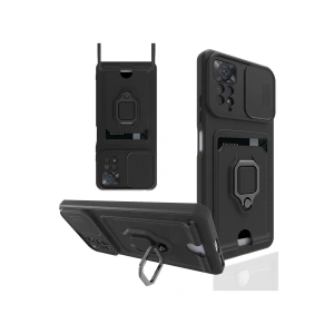 Newface Xiaomi Redmi Note 12 Pro 4G Kılıf Zuma Kartvizitli Yüzüklü Silikon - Siyah