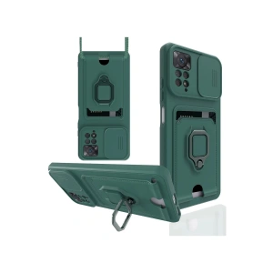 Newface Xiaomi Redmi Note 12 Pro 4G Kılıf Zuma Kartvizitli Yüzüklü Silikon - Yeşil