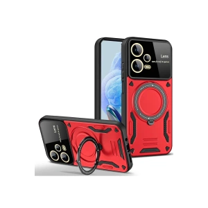Newface Xiaomi Redmi Note 12 Pro 5G Kılıf Joy Lens Standlı Kapak - Kırmızı
