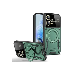 Newface Xiaomi Redmi Note 12 Pro 5G Kılıf Joy Lens Standlı Kapak - Koyu Yeşil