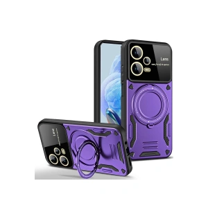 Newface Xiaomi Redmi Note 12 Pro 5G Kılıf Joy Lens Standlı Kapak - Mor