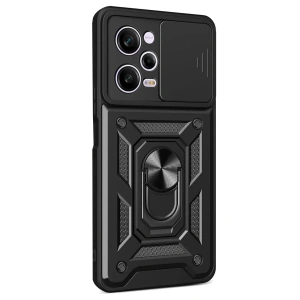 Newface Xiaomi Redmi Note 12 Pro 5G Kılıf Pars Lens Yüzüklü Silikon - Siyah