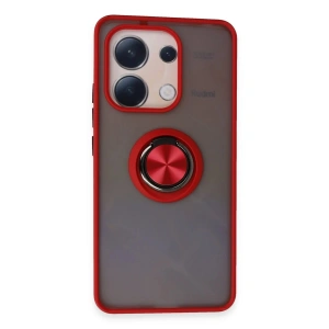 Newface Xiaomi Redmi Note 13 4G Kılıf Montreal Yüzüklü Silikon Kapak - Kırmızı