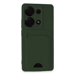 Newface Xiaomi Redmi Note 13 Pro 4G Kılıf Kelvin Kartvizitli Silikon - Koyu Yeşil