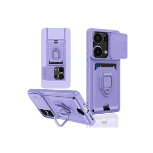 Newface Xiaomi Redmi Note 13 Pro 4G Kılıf Zuma Kartvizitli Yüzüklü Silikon - Lila