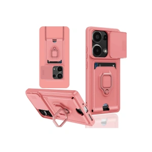 Newface Xiaomi Redmi Note 13 Pro 4G Kılıf Zuma Kartvizitli Yüzüklü Silikon - Pembe