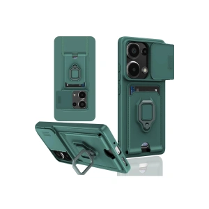 Newface Xiaomi Redmi Note 13 Pro 4G Kılıf Zuma Kartvizitli Yüzüklü Silikon - Yeşil