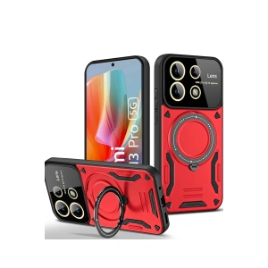 Newface Xiaomi Redmi Note 13 Pro 5G Kılıf Joy Lens Standlı Kapak - Kırmızı