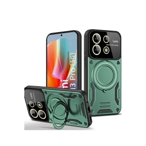 Newface Xiaomi Redmi Note 13 Pro 5G Kılıf Joy Lens Standlı Kapak - Koyu Yeşil