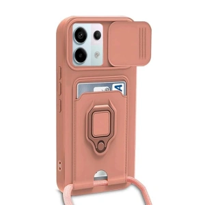 Newface Xiaomi Redmi Note 13 Pro 5G Kılıf Zuma Kartvizitli Yüzüklü Silikon - Pembe