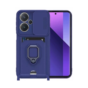 Newface Xiaomi Redmi Note 13 Pro Plus Kılıf Zuma Kartvizitli Yüzüklü Silikon - Lacivert