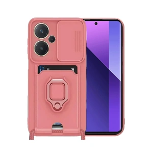 Newface Xiaomi Redmi Note 13 Pro Plus Kılıf Zuma Kartvizitli Yüzüklü Silikon - Pembe