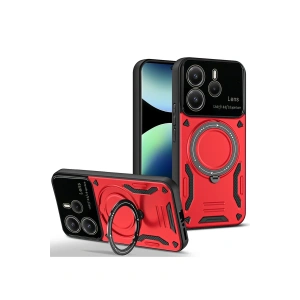 Newface Xiaomi Redmi Note 14 4G Kılıf Joy Lens Standlı Kapak - Kırmızı