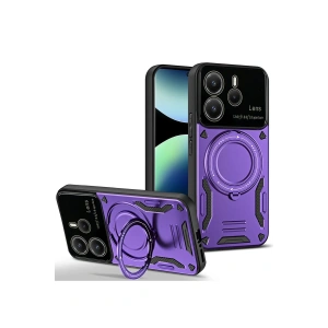 Newface Xiaomi Redmi Note 14 4G Kılıf Joy Lens Standlı Kapak - Mor