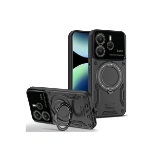 Newface Xiaomi Redmi Note 14 4G Kılıf Joy Lens Standlı Kapak - Siyah