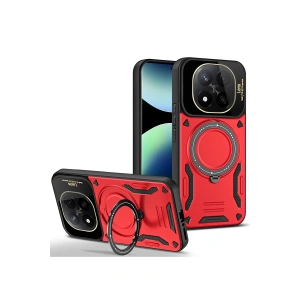 Newface Xiaomi Redmi Note 14 Pro 4G Kılıf Joy Lens Standlı Kapak - Kırmızı