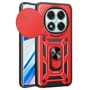 Newface Xiaomi Redmi Note 14 Pro 4G Kılıf Pars Lens Yüzüklü Silikon - Kırmızı