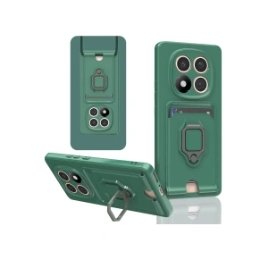 Newface Xiaomi Redmi Note 14 Pro 4G Kılıf Zuma Kartvizitli Yüzüklü Silikon - Yeşil