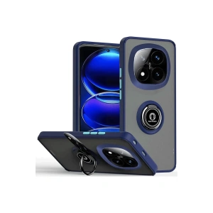 Newface Xiaomi Redmi Note 14 Pro 5G Kılıf Montreal Yüzüklü Silikon Kapak - Lacivert