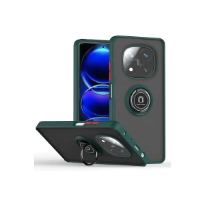 Newface Xiaomi Redmi Note 14 Pro 5G Kılıf Montreal Yüzüklü Silikon Kapak - Yeşil