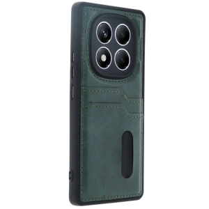 Newface Xiaomi Redmi Note 14 Pro 5G Kılıf Sara Kartvizitli Deri Kılıf - Koyu Yeşil