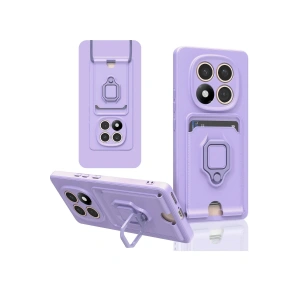 Newface Xiaomi Redmi Note 14 Pro 5G Kılıf Zuma Kartvizitli Yüzüklü Silikon - Lila