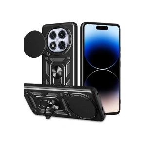 Newface Xiaomi Redmi Note 14 Pro Plus Kılıf Pars Lens Yüzüklü Silikon - Siyah