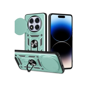 Newface Xiaomi Redmi Note 14 Pro Plus Kılıf Pars Lens Yüzüklü Silikon - Yeşil