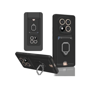 Newface Xiaomi Redmi Note 14 Pro Plus Kılıf Zuma Kartvizitli Yüzüklü Silikon - Siyah