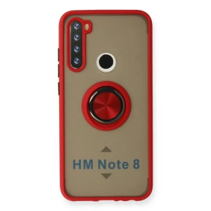 Newface Xiaomi Redmi Note 8 Kılıf Montreal Yüzüklü Silikon Kapak - Kırmızı