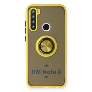 Newface Xiaomi Redmi Note 8 Kılıf Montreal Yüzüklü Silikon Kapak - Sarı