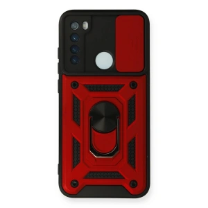 Newface Xiaomi Redmi Note 8 Kılıf Pars Lens Yüzüklü Silikon - Kırmızı