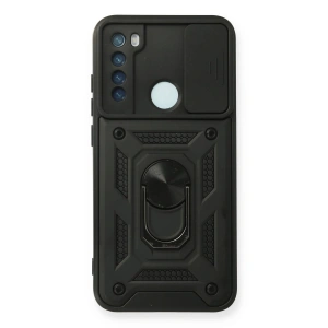 Newface Xiaomi Redmi Note 8 Kılıf Pars Lens Yüzüklü Silikon - Siyah