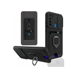 Newface Xiaomi Redmi Note 8 Kılıf Zuma Kartvizitli Yüzüklü Silikon - Siyah