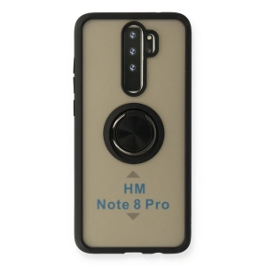 Newface Xiaomi Redmi Note 8 Pro Kılıf Montreal Yüzüklü Silikon Kapak - Siyah