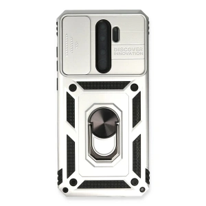 Newface Xiaomi Redmi Note 8 Pro Kılıf Pars Lens Yüzüklü Silikon - Gümüş